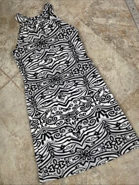 Jude Connally Black and White Abstract Print Dress